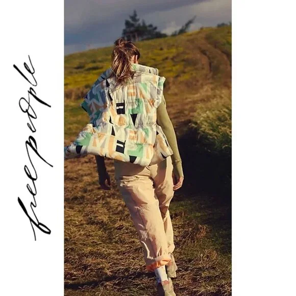 Free People FP Movement | In a Bubble Printed Puffer Vest in Blocked Logo - Picture 3 of 12